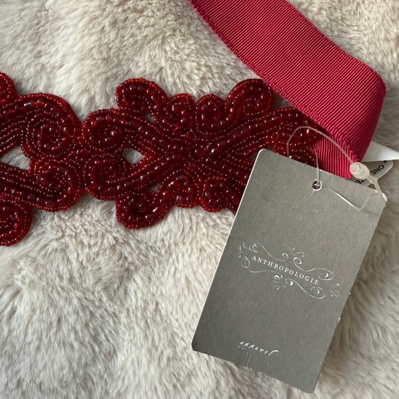 NWT Anthropologie Beaded Tie Belt Wine Red main image 4